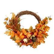 pdqouc Clearance Fall Maple Leaves Garland with Pumpkin and Berry, Artificial Sunflower Autumn Harvest Garland w/Ribbon for Mental, Thanksgiving, Halloween, Fireplace Porch Indoor Outdoor Decoration